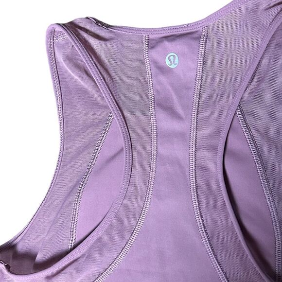 Lululemon Laser Speed Train Crop Tank Top Mesh Workout Top In Purple Figue - Picture 7 of 7